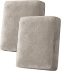 H.VERSAILTEX Velvet Stretch Couch Cushion Cover Plush Cushion Slipcover for Loveseat Cushion Furniture Protector Seat Cushion Sofa Cover (2 Piece Medium Sofa Cushion Covers, Oatmeal) by HVERSAILTEX