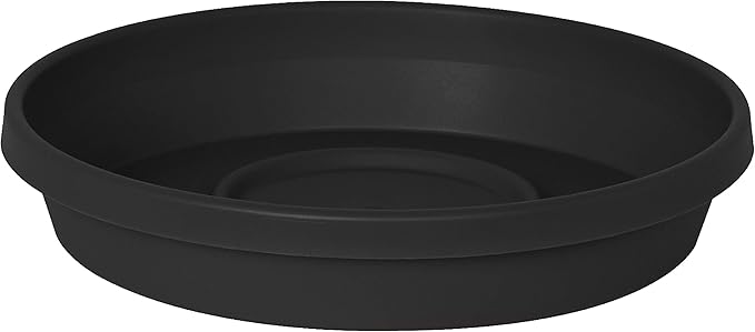 Bloem Terra Resin Saucer Tray: 9.25" Bottom Width - Black - Matte, Durable, Ribbed Bottom, Indoor and Outdoor, Fits 12" Terra Pots by Bloem