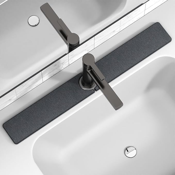 30" x 4" Stone Faucet Mat for Kitchen Sink, Quick Drying Diatomite Sink Tray, Faucet Sink Splash Guard for Prevents Moisture Buildup (Dark Gray) by Unknown