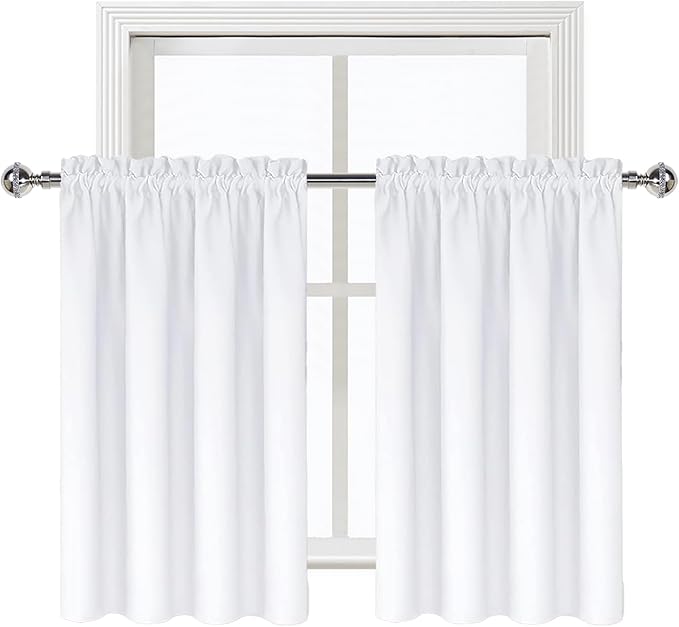 DWCN White Curtains for Living Room Thermal Insulated, 50% Light Blocking Curtains for Bedroom, Dining Room Window, W 42x L 36 Inch, Set of 2 Rod Pocket Curtain Panels - Image 8