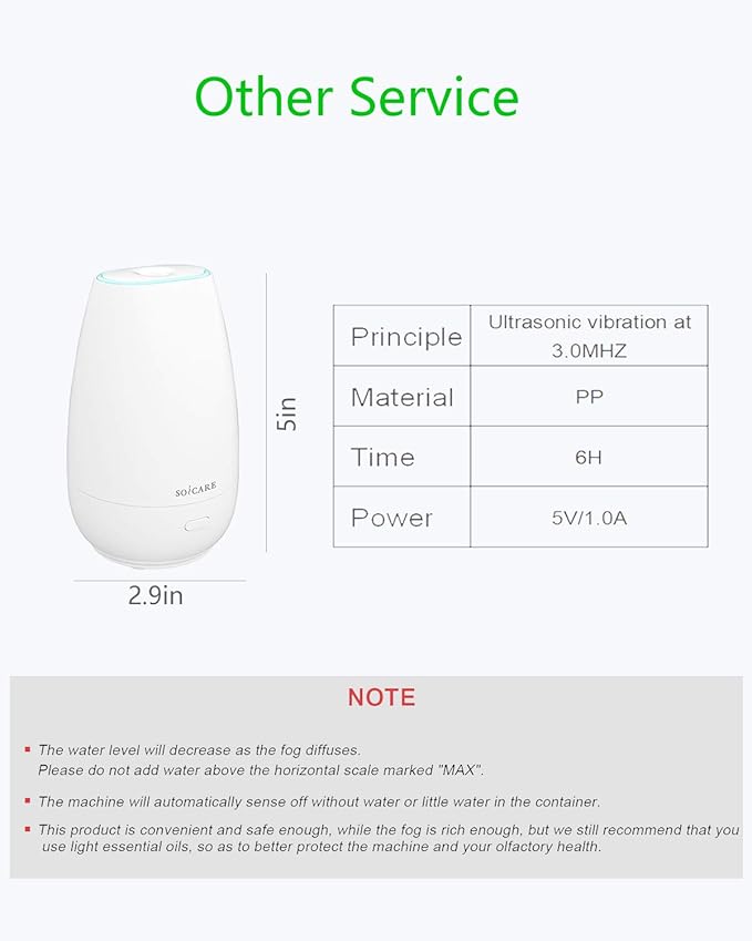 SOICARE Car Diffuser (2nd Generation), Small Portable Car Essential Oil Diffuser with Built-in USB Cable, Mini Aromatherapy Air Scent Humidifier Diffuser for Travel/Office/Home (White) - Image 6