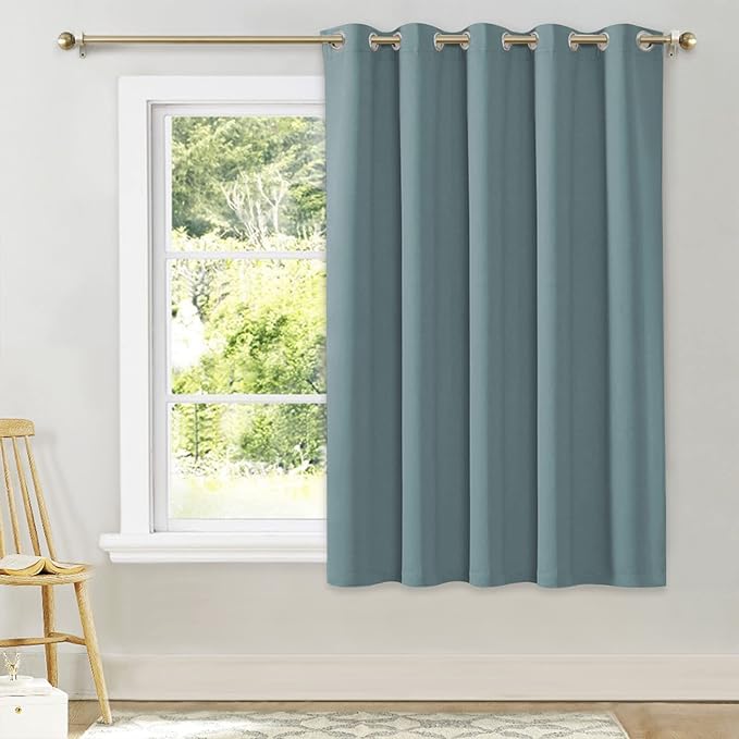 NICETOWN Room Darkening Curtains for Bedroom, Greyish Blue Thermal Insulated Drapes 63 inches Long for Small Shack Window (1 Panel, 70" Wide per Panel) by NICETOWN