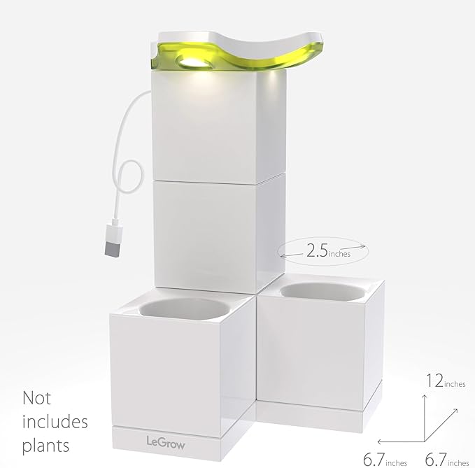 LeGrow Indoor Planter with LED Grow Light, Automatic 12 Hours Timer, 7 Days Watering-Free, 2 Self Watering Pots for Small Plants, Home Decor & Office Desktop, White - Image 6
