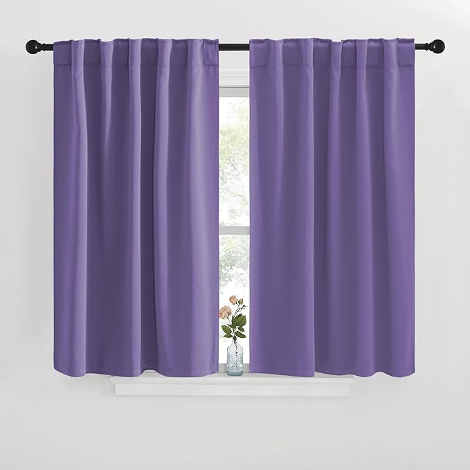 NICETOWN Blackout Curtain Panels for Kitchen - (Lilac Purple Color) 29x30 inch, 2 Panels Set, Room Darkening Blackout Drapes for Window by NICETOWN