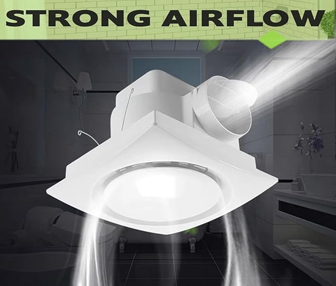 Nalle Ventilation Fans Bathroom Exhaust Fan with Light 12 inch Panel 6000K 18W Round LED 110 CFM 1.0 Sones 4 Inch Duct,110V Ceiling Mount Exhaust Fan for Shower,Bathroom,Office,Home (YFL-250) - Image 6