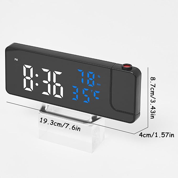 Projection Clock - 7.6x1.5x3.4in Rotatable Projector Display, Led Digital Timepiece, Mullti Scenario Application Alarm Device | Portable Temperature Humidity Monitor Bedroom Technology Enthusiasts - Image 5