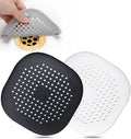 Hair Drain Catcher,Square Drain Cover for Shower Silicone Hair Stopper with Suction Cup,Easy to Install Suit for Bathroom,Bathtub,Kitchen 2 Pack (Ivory White Black) by Bovinde