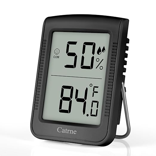 Digital Hygrometer Indoor Thermometer Humidity Meter Room Thermometer with Large Number Display,Temperature and Humidity Monitor for Home,Baby Room, Bedroom, Office, Greenhouse (Black) by Catrne