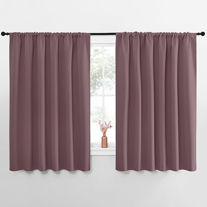NICETOWN Blackout Curtains for Bedroom, Blackout Curtain Panels, Dry Rose, 1 Pair, 70 by 63-inch, Window Treatment Energy Saving Thermal Insulated Solid Rod Pocket Blackout Drapes/Draperies by NICETOWN