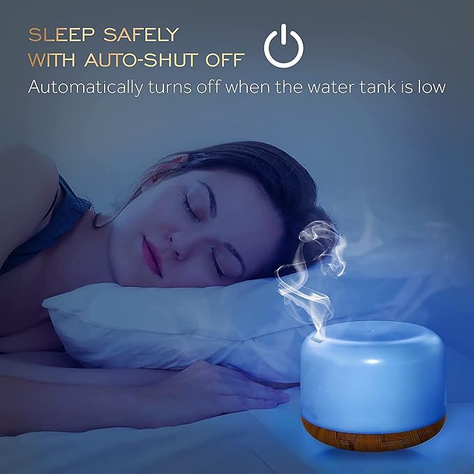 Oil Diffuser Humidifier 300ML,Electric Ultrasonic Air Aroma Diffusers Vaporizer,Scent Mist Defuser with Remote,Auto-Off,7led Color Changing Light for Large Bed Room,Home,Office - Image 5