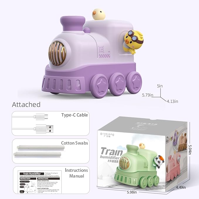 Portable Mini Humidifier,300ml USB Desktop Personal Cool Mist Small Humidifiers,2 Mist Modes,Auto Shut-Off,Mute for Bedroom/Home/Nursery/Office,Cute Mini Humidifier With Night Light (Purple) - Image 2
