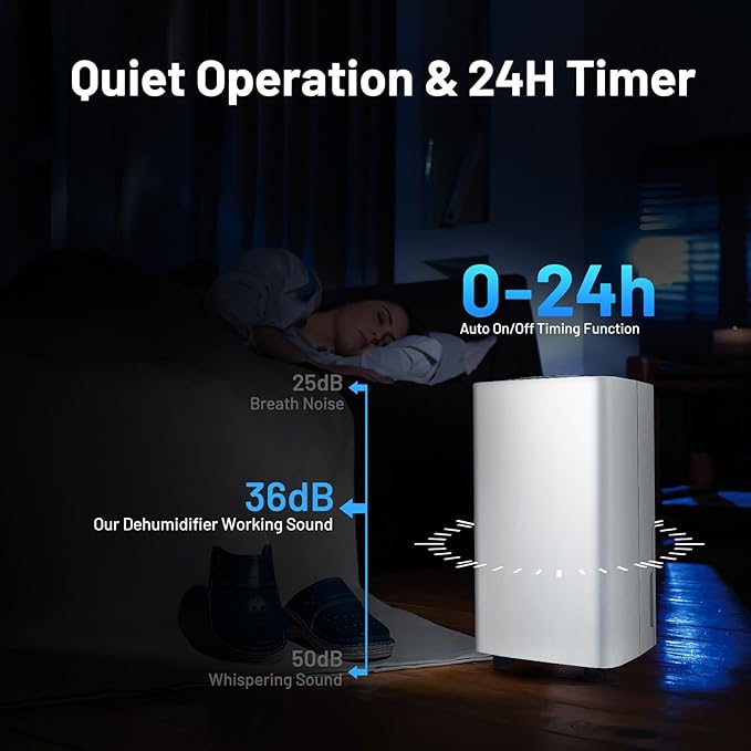 ARLIME 30 Pints Dehumidifier, 1500 Sq. Ft Efficient Home Dehumidifier, 0.5 Gallon Water Tank, 3 Modes, 2 Speeds, 24H Timer & 4 Wheels, Perfect for Home and Basements - Image 6