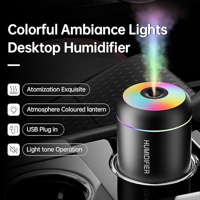 180ml Portable Small Humidifier with Colorful LED Night Light, USB Personal Desktop Humidifier for Car Home Office Travel, Auto Shut-Off, 2 Mist Modes, Super Quiet - Image 4