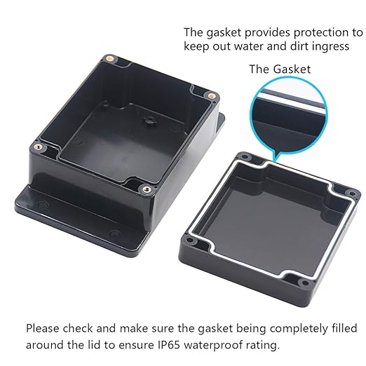 Zulkit Junction Box ABS Plastic Dustproof Waterproof IP65 Universal Electrical Boxes Project Enclosure with Fixed Ear Black 4.5 x 3.5 x 2.2 Inch (115 x 90 x 55mm)(Pack of 2) - Image 4