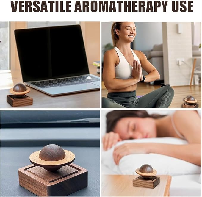 Wood Essential Oil Diffuser,Planet Walnut Aroma Therapy,Passive Diffuser for Desk Table Home Office Car Wardrobe Yoga Hall and SPA, Thoughtful Gifts for Yoga Meditation - Image 6