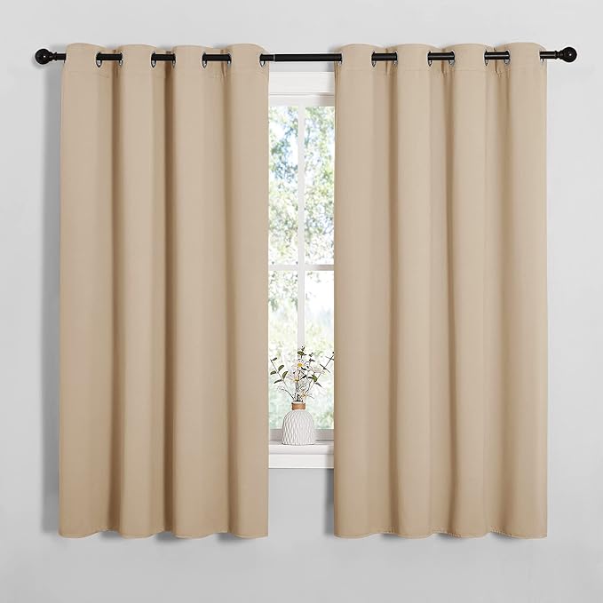 NICETOWN Room Darkening Curtain Panels for Cafe, Thermal Insulated Grommet Room Darkening Draperies/Drapes for Window (Biscotti Beige, 2 Panels, W55 x L68 -inch) - Image 2