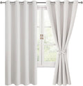 Hiasan Blackout Curtains for Bedroom, 52 x 63 Inches Length - Thermal Insulated & Light Blocking Window Curtains for Living Room/Kids Room, 2 Drape Panels Sewn with Tiebacks, Ivory by Hiasan