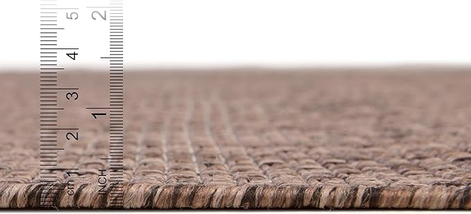 Unique Loom Collection Casual Transitional Solid Heathered Indoor/Outdoor Flatweave Area Rug (6' 1" x 9' Rectangle, Light Brown/Ivory) - Image 2