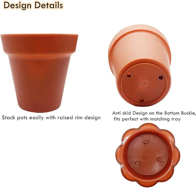 50 Packs Cupcake Plant Nursery Pots with Humidity Dome- Planting Containers Cups- Small Flower Pots with Trays & Lids for Indoor Outdoor Seedling Succulent Vegetable (Wine Red) - Image 2