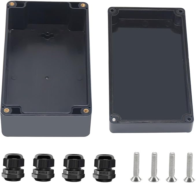 Project Box ABS Black Electrical Boxes IP67 Outdoor Waterproof Box Electronic Junction Box Power Enclosure with Cable Glands for DIY Project 6.2 x 3.5 x 2.4 inch (158x90x60mm) by Otdorpatio