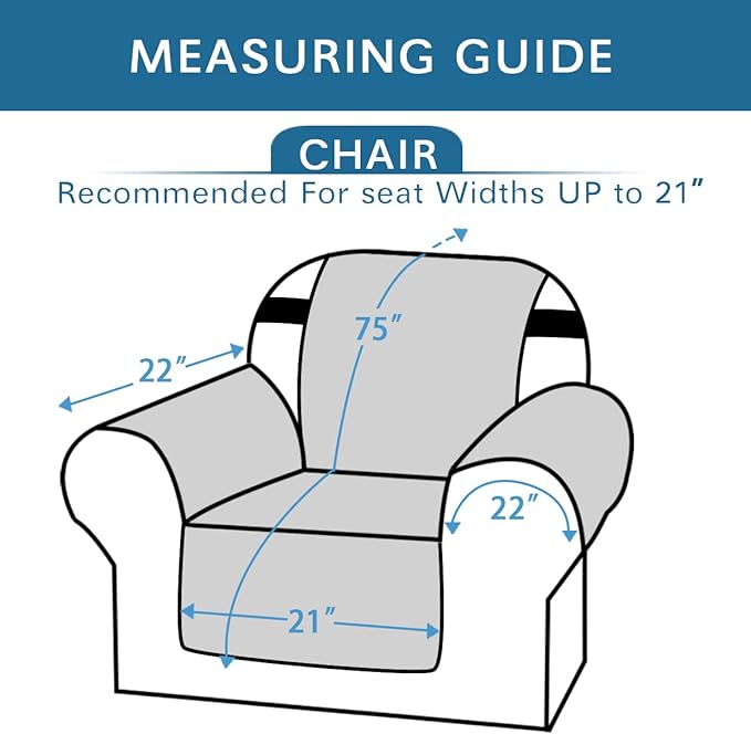 H.VERSAILTEX 100% Waterproof Sofa Slipcover Washable Armchair Cover Non-Slip Furniture Protector for Living Room Couch Cover for Pets Chair Cover with Puppy Paw Silicone Backing (Armchair, Off White) - Image 3