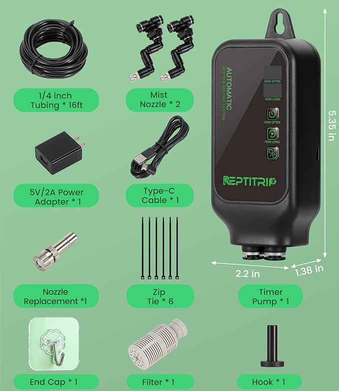 Reptile Mister System with Timer, Reptile Humidifiers Automatic, 360°Adjustable Misting Nozzles, DIY Misting System for Amphibians, and Rainforest Plants - Image 7