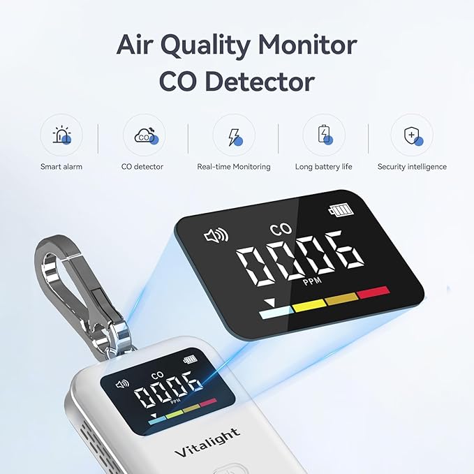 Carbon Monoxide Detector,Mini CO Detector for Travel, Air Quality Monitor,Stylish and Lightweight CO Monitor for Home Indoor/Outdoor - Image 2