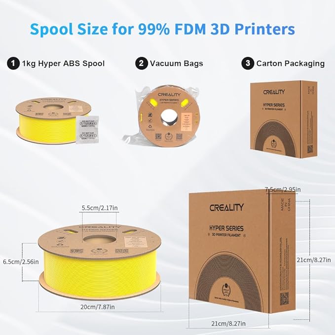 Creality Hyper ABS Filament 1.75mm, 3D Printer Filament ABS for High Temperature Resistance, 1kg(2.2lb)/Spool, Dimensional Accuracy ± 0.05 mm, Fits for Most 3D Printers - Image 7