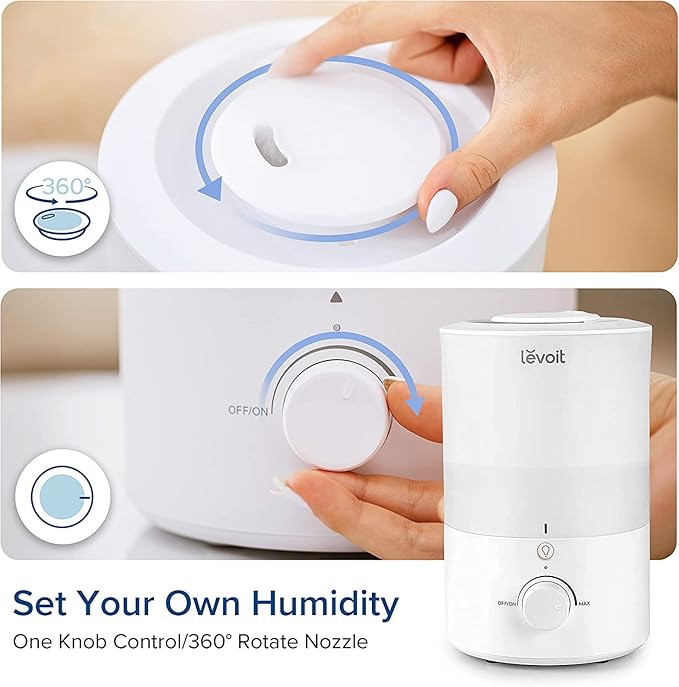 LEVOIT Humidifiers for Bedroom with Night Light(3L Water Tank)Cool Mist Top Fill Essential Oil Diffuser for Baby Nursery and Plants, 360° Nozzle, Quiet, Rapid Humidification for Home Large Room, White - Image 9