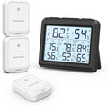 ORIA Indoor Outdoor Thermometer, Digital Hygrometer Thermometer with 3 Wireless Sensors, Temperature Humidity Monitor Meter with LCD Backlight, for Home, Office, Bedroom, Black by Oria