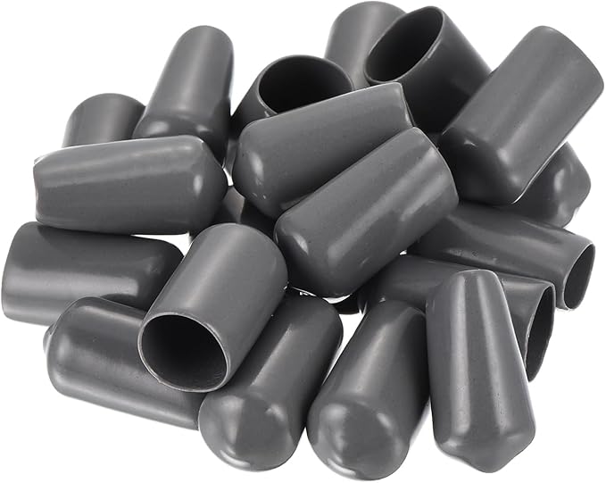 uxcell 20pcs Rubber End Caps 11mm ID Vinyl PVC Round Tube Bolt Cap Cover Screw Thread Protectors Dark Grey - Image 4