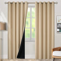 BGment Thermal Insulated 100% Blackout Curtains for Bedroom with Black Liner, Double Layer Full Room Darkening Noise Reducing Grommet Curtain (60 x 84 Inch, Beige, 2 Panels) by BGment