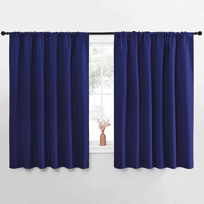 NICETOWN Blackout Curtains for Bedroom, Blackout Curtain Panels, Navy Blue, 1 Pair, 70 by 63-inch, Window Treatment Energy Saving Thermal Insulated Solid Rod Pocket Blackout Drapes/Draperies by NICETOWN