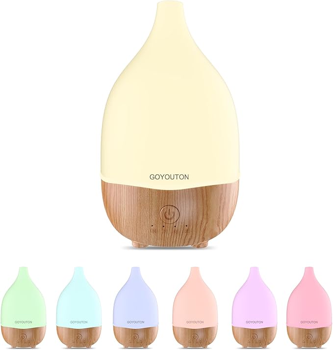 Essential Oil Diffuser, 200ml Small Aromatherapy Diffuser with 7 Color LED Lights Quiet Waterless Auto Shuts-off，Air Humidifier Aroma Diffuser，Ultrasonic Diffusers for Essential Oils for Office Home - Image 2