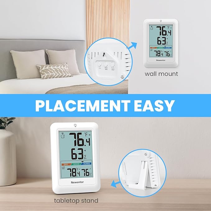 Newentor Indoor Outdoor Thermometer Wireless, Weather Stations Wireless Indoor Outdoor, Outdoor Thermometers for Patio House, Outside Inside Thermometers with Comfort Indicator, White with 2 Sensors - Image 6