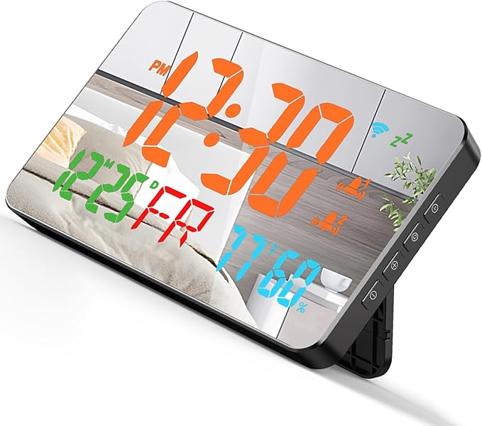 for Tuya WiFi Temperature Humidity Clock, Large LED Display with 4 Level Adjustable Brightness, Remote Monitoring via APP, Temperature Alarm, for Home Office Warehouse Greenhouse (Orange) - Image 3