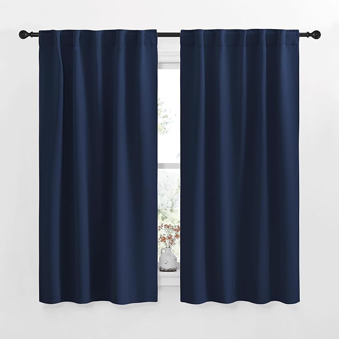 NICETOWN RV Curtains for Camper Windows - (Navy Blue Color) 34x54 Inch, 2 Panels Set, Thermal Insulated Room Darkening Blackout Drapes/Draperies with Rod Pocket & Back Tab for Half Window by NICETOWN