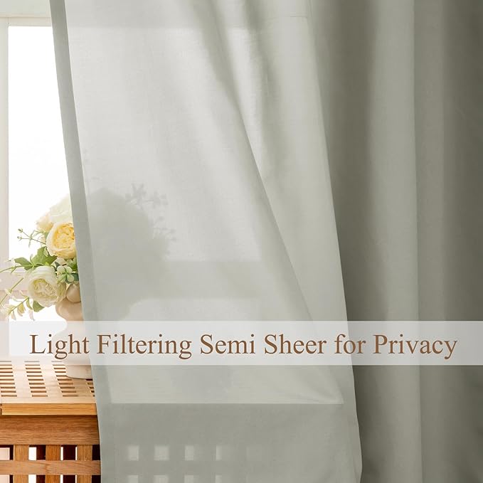 L.Z.E Grey Light Filtering Curtains for Living Room, Privacy Non-See-Through Curtains 108 Inches Long 2 Panels Set, Gray Window Panels for Bedroom Nursery Extra Long Rod Pocket Top - Image 3