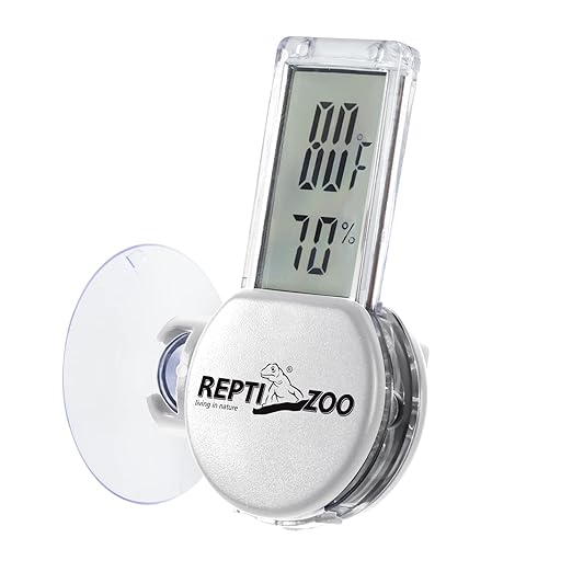 REPTI ZOO Reptile Thermometer Hygrometer with Suction Cup, Digital Thermometer Hygrometer for Reptile Rearing Box Terrarium Tank Bearded Dragon, Temperature & Humidity Gauge Fahrenheit (℉) by REPTIZOO