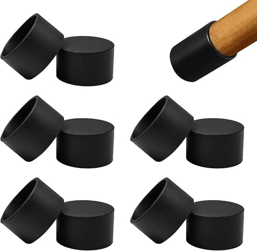 10 Pcs 1-7/16"(37 mm) Round Chair Leg Tips Caps, Silicone Rubber Furniture Leg Floor Protectors, Reduce Noise Folding Metal Chair Leg Cap Replacement for Bar Stool Leg Patio Indoor, Black by BOPOREAE