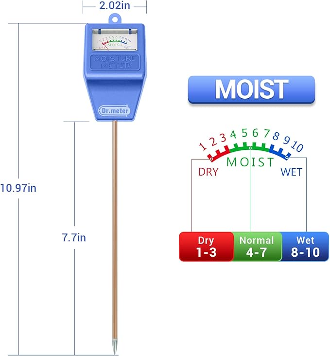 Soil Moisture Meter Tester for Plants, Hygrometer Moisture Sensor for Houseplants Indoor Outdoor Garden Lawn Use - Plant Water Gauge Test Kit - No Battery Needed - Gardening Gifts - Image 4