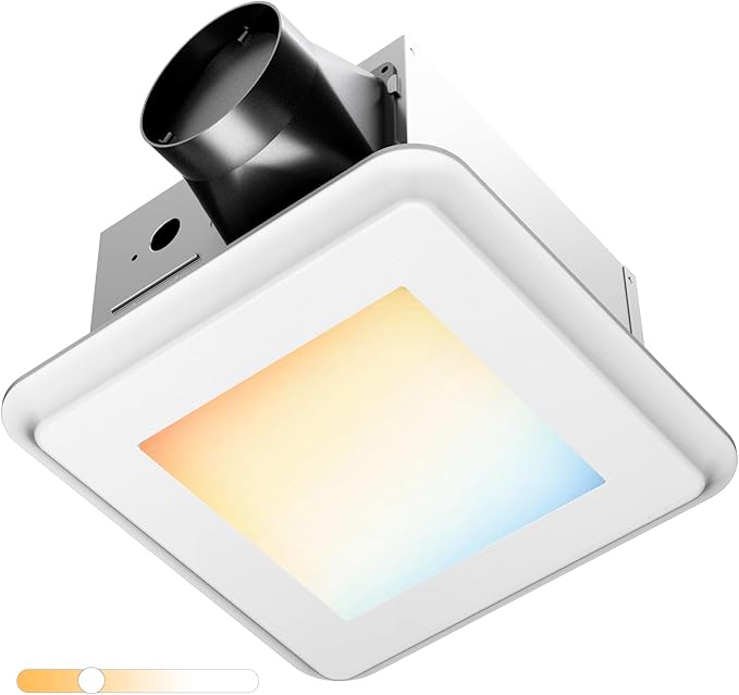 Amico Bathroom Exhaust Fan with Light, 80 CFM, 0.9 Sones, 1000LM, 5CCT, Easy Install, Ceiling Mount Shower Bathroom Fan, Adjustable Exhaust Vent with light, ETL & FCC Certified by Amico