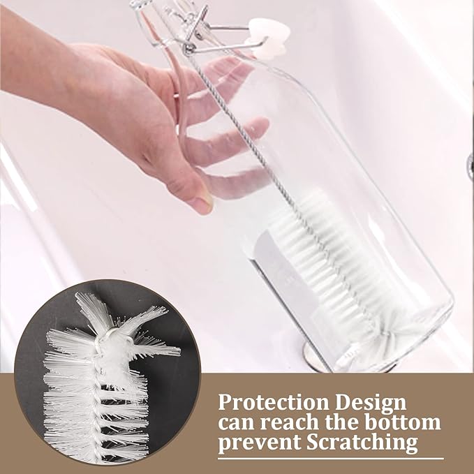 8 Pcs Bottle and Straw Cleaner, Long Deep Nylon Brush with Bendable Stainless Steel Flexible Handles for Bottles, Straws, Pipes, Wine Decanter, Sinks and Cup Cover - Image 3