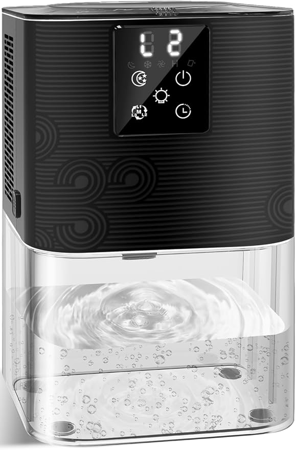 Dehumidifiers for Home,with 105 OZ Water Tank (1000 Sq Ft), Quiet Dehumidifier for Bedroom, Basement, Bathroom, with Auto Shut Off, 7 Colors LED Light (Black) by Unknown