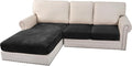 H.VERSAILTEX Velvet Stretch Sectional Couch Covers 3 Pieces Sofa Seat Cushion Covers L Shape Separate Cushion Couch Chaise Cover for Both Left/Right Couch (Large Sofa 2 Seater + 1 Chaise, Black) by HVERSAILTEX