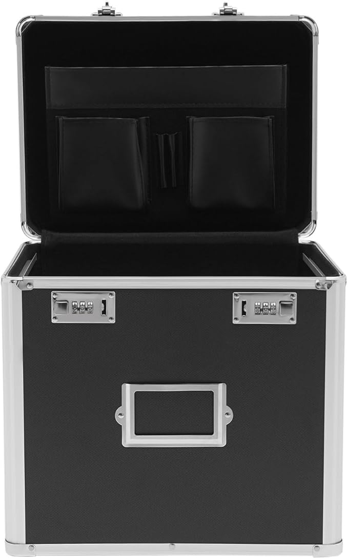 Metal Locking File Organizer Box, 13.8*10*13.4 inch Portable Locking Storage Box w/Lock for Filing Letters & Documents, File Storage Box for Offices, Hotels, Schools, Shopping Malls (Black) - Image 6