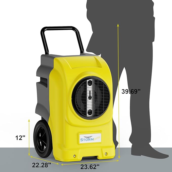 ALORAIR LGR Commercial Dehumidifier with Pump & Drain Hose, Portable Insutrial Dehumidifier for Basments, Home, Job Sites, Fit for 2,100 Sq.Ft Space with Wheels (Storm Elite Yellow NO WIFI) - Image 7