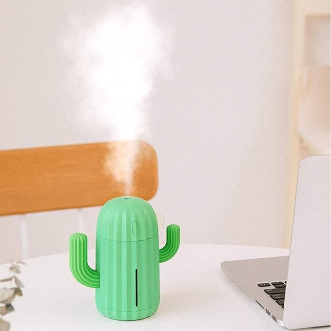 Humidifier Mini Humidifier Humidifier with Night Light Portable Cactus Air Humidifier Suitable for Yoga Office SPA Bedroom Air Humidifier (Color : Blue) (Green) - Image 2