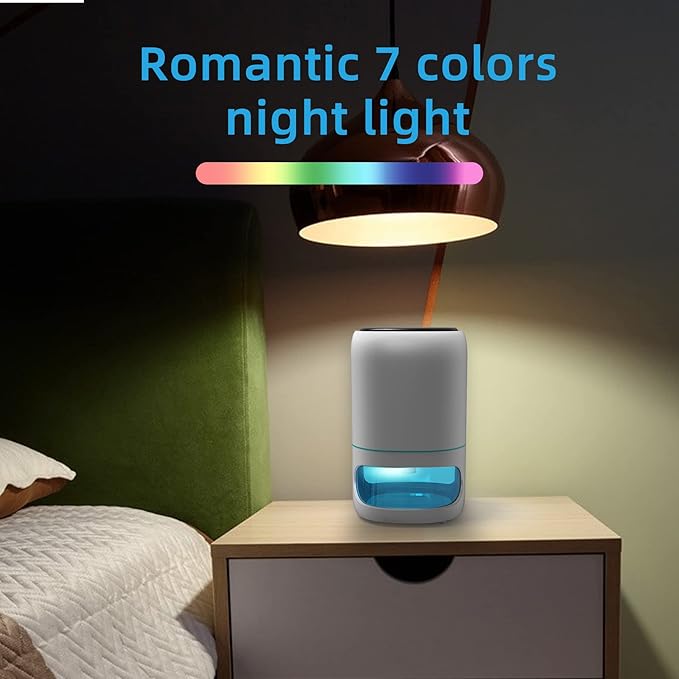 Small Dehumidifiers for Bedroom w/Air Purifying Function, 1000 ml/35 oz for 2500 Cubic Feet (260 sq ft) with 7 Colorful LED Lights Timer Set Negative Ions Below 30 dB, Auto Shut-Down - Image 6