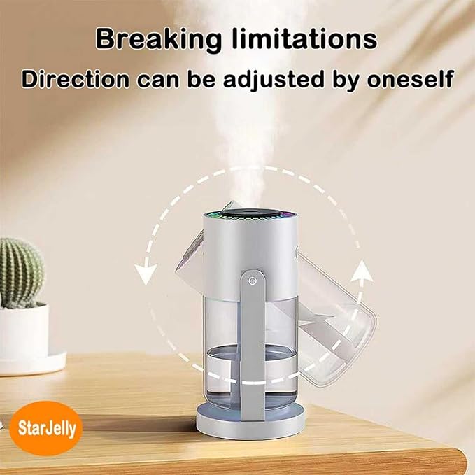 Portable Starry Sky Projection Humidifier, USB Mini Humidifier, 360° Rotating Nozzle, Colorful Lights, Anti-Clogging Technology, Ultra-Quiet Design, Suitable for Offices, Bedroom, Desktops. (02 Pink) - Image 5